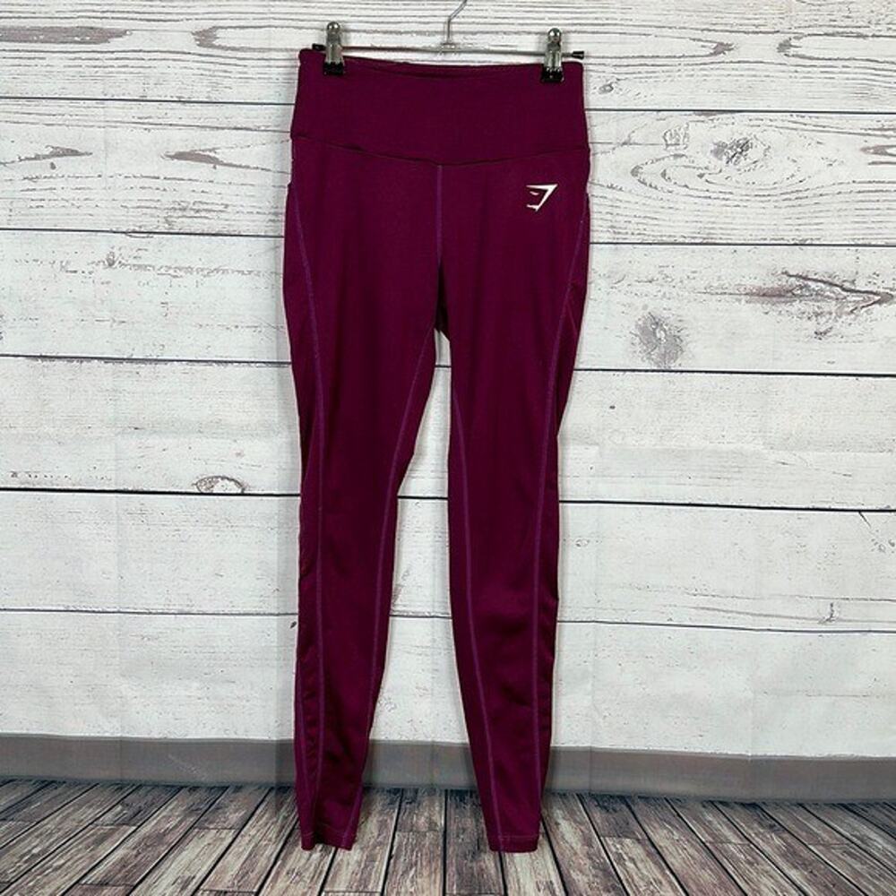 Gymshark Leggings Womens Small Maroon High Rise‎ Stretch Athleisure Pockets